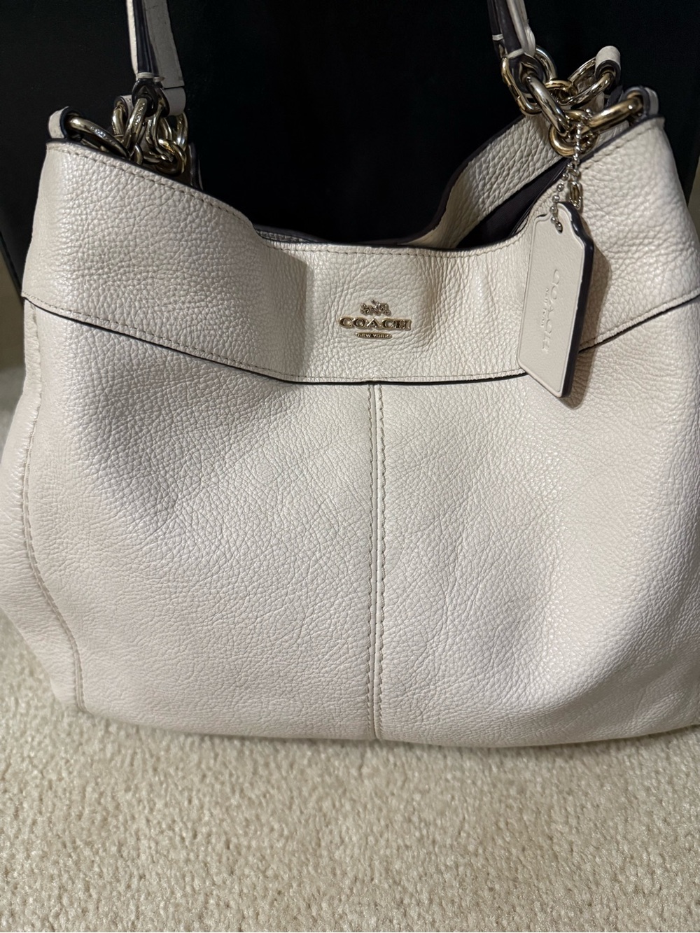 SOLD Coach Lexi Off White Pebbled Leather Shoulder Bag Authentic